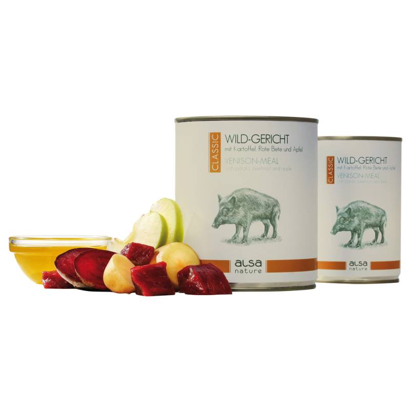 alsa-nature Wild-Gericht mit Kartoffel, Rote Bete und Apfel, Anzahl: 12 x 400 g, 400 g, Hundefutter nass von alsa-nature