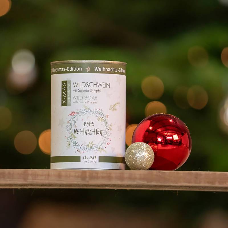 alsa-nature XMAS Wildschwein mit Sellerie und Apfel, Anzahl: 12 x 400 g, 400 g, Hundefutter nass alsa-nature XMAS Wildschwein mit Sellerie und Apfel, Anzahl: 12 x 400 g, 400 g, Hundefutter nass von alsa-nature