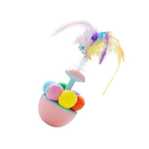 amangul Federed Cats Teaser Toy Mit Sicherem Plüschzubehör Wackble Ball Spielzeug Fördert Körperliche Bewegung Mentale Stimulation Interaktiver Stressabbau Von Haustieren von amangul