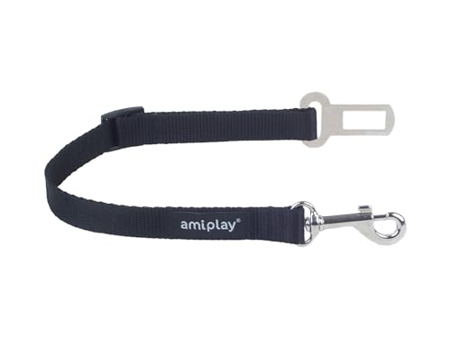 Basic (amiTravel) - Hunde Sicherheitsgurt mit Metall-Gurtschnalle M/XL Amiplay (XL 45-65 x 2,5 cm, Schwarz) von amiplay
