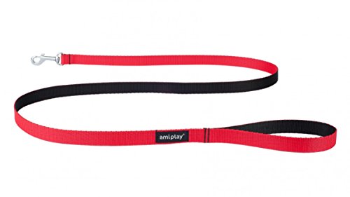 Klassische Hundeleine Twist Amiplay S/M/L (L 150 x 2cm, Red) von amiplay