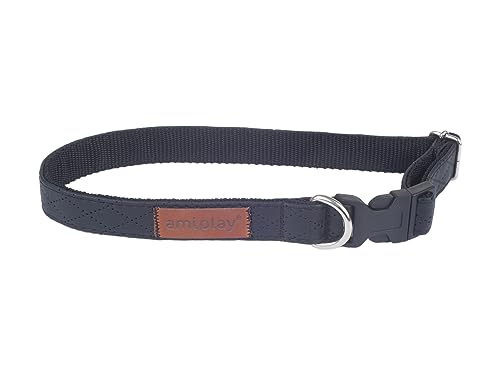 Verstellbare Hundehalsband Cambridge (XL 45-70 [b] x 2,5cm, Schwarz) von amiplay