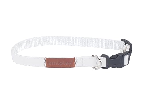Verstellbares Hundehalsband Lincoln (S 20-35 [b] x 1cm, Weiß) von amiplay