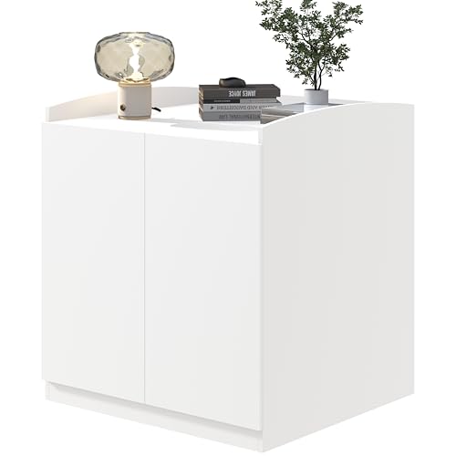 Amunrbrek Moderne hohe selbstreinigende Katzentoilette, versteckte Katzentoilette, Möbel für große automatische Katzentoilette, Weiß von amunrbrek