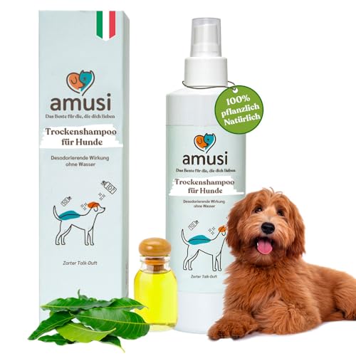 amusi Trockenshampoo für Hunde 250 ml Made in Italy, Shampoo für Hunde im Spray ohne Spülung, hypoallergen von amusi