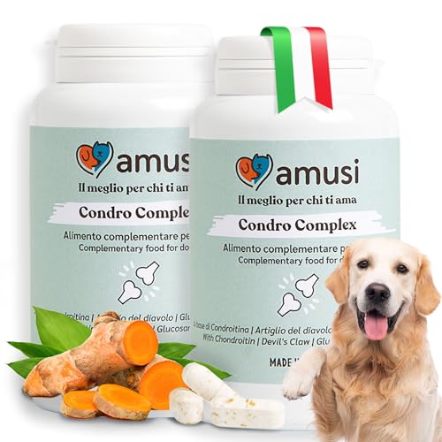 amusi Gelenktabletten Hund - Teufelskralle Hund Supplement, Unterstützt Mobilität, Schmiert die Knorpel, Bekämpft Canine Dysplasie, Arthrose Linderung, mit Chondroitin und Glucosamin (2 Packungen) von amusi