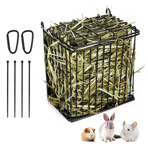 ANDOUNIER Verbesserter Kaninchen-Heu-Futterspender mit Deckel, um zu verhindern, dass Tiere hineinspringen, Metallrahmen, Meerschweinchen-Heuraufe mit verstellbarem Haken ANDOUNIER Verbesserter Kaninchen-Heu-Futterspender mit Deckel, um zu verhindern, dass Tiere hineinspringen, Metallrahmen, Meerschweinchen-Heuraufe mit verstellbarem Haken von andounier