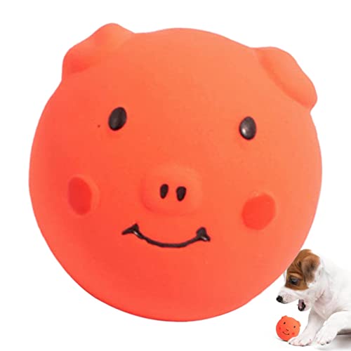 angxiong Quietschendes Spielzeug für kleine Hunde – Ball für Welpen in Schweineform, Cartoon, interaktives Zahnen für Haustiere, Spielzeug für süße Hunde von angxiong