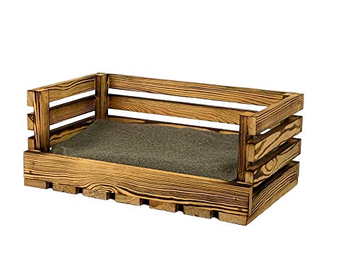 Lycce Haustiersofa für kleine Hunde und Katzen Holz geflammt 50cm x 30cm x 20cm von Lycce