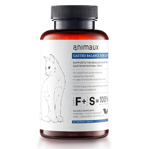 animaux Gastro Balance for Cats – 90 Kautabletten – Diät-Ergänzungsfuttermittel für Katzen, für Magen-Darm-Trakt, Verdauung, bei Durchfall, Verstopfung & Blähungen, mit Probiotika von animaux