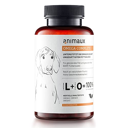 animaux Omega Complete – 50 Kautabletten – für Hunde, Fischöl mit essenziellen Fettsäuren Omega 3, 6 & 9 für Stoffwechsel, Herz, Knochenaufbau, Haut & Fell von animaux