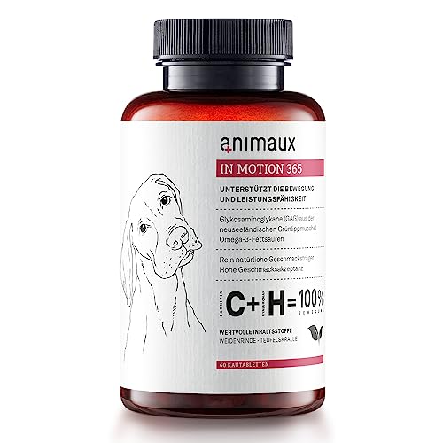 animaux In Motion 365– 60 Gelenktabletten – Ergänzungsfuttermittel für Hunde, mit Grünlippmuschel, Weidenrinde & Teufelskralle, für Knochen, Gelenke & Knorpel von animaux