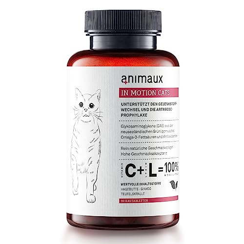 animaux in Motion Cats – 90 Gelenktabletten – Ergänzungsfuttermittel für Katzen, mit Teufelskralle, Ginkgo und Hagebutte, unterstützt Knochen, Gelenke & Knorpel von animaux