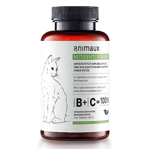 Vitamine für Katzen - 120 Kautabletten - Katzensnack für Stoffwechsel, Immunsystem, Haut & Fell - Ergänzungsfuttermittel mit Vitamin B Komplex, Omega 3, Zink & mehr - animaux Nutrients for Cats von animaux