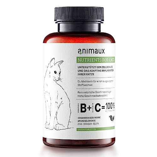 animaux Nutrients for Cats – 120 Kautabletten – Vitamine für Katzen, Unterstützung für Stoffwechsel, Immunsystem, Haut & Fell, mit Vitamin B Komplex, Omega 3, Zink & mehr von animaux