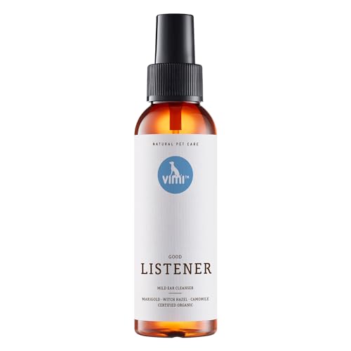 animaux vimi Good Listener – 100 ml - Ohrenreiniger für empfindliche Hunde- und Katzenohren, mit Kamille, Ringelblume & Zaubernuss für gründliche & milde Reinigung von animaux