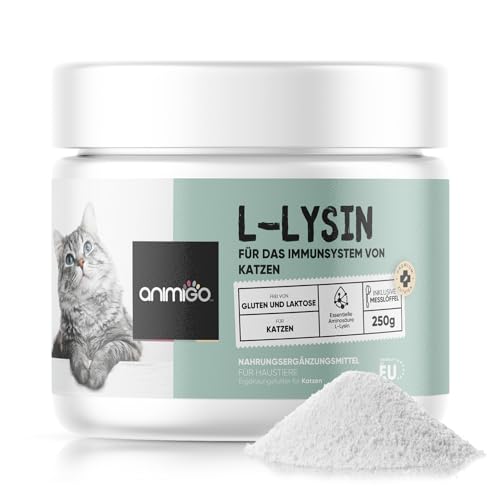 animigo L-Lysin für Katzen - 250g Pulver - Reine Aminosäure Powder - Für Katzenschnupfen, Immunsystem, Abwehrkräfte & Atemwege - Inklusive Messlöffel - Vitamine für Katzen - Alternative zu Kaudrops animigo L-Lysin für Katzen - 250g Pulver - Reine Aminosäure Powder - Für Katzenschnupfen, Immunsystem, Abwehrkräfte & Atemwege - Inklusive Messlöffel - Vitamine für Katzen - Alternative zu Kaudrops von animigo