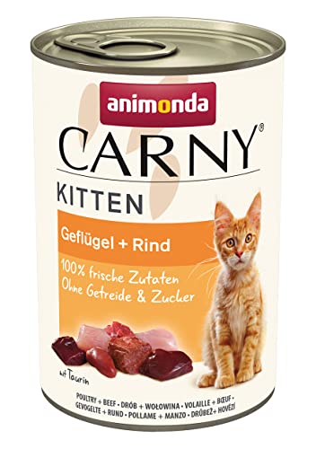 animonda Carny Kitten Nassfutter für Katzen, Katzenfutter Dosen nass für Kitten, Geflügel + Rind, 12 x 400 g von animonda Carny