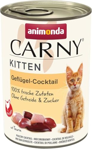 Carny Katzen Nassfutter Kitten Geflügel-Cocktail (12 x 400g), Kitten Katzen Nassfutter ohne Getreide und Zucker von animonda für wachsende Kätzchen bis 1 Jahr, mit frischen Zutaten von animonda Carny