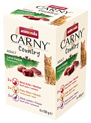 animonda Carny Adult Country Cat Food Wet Grain Free and Sugar Free for Adult Cats Country Variety 6 x 100 g Medium von animonda Carny