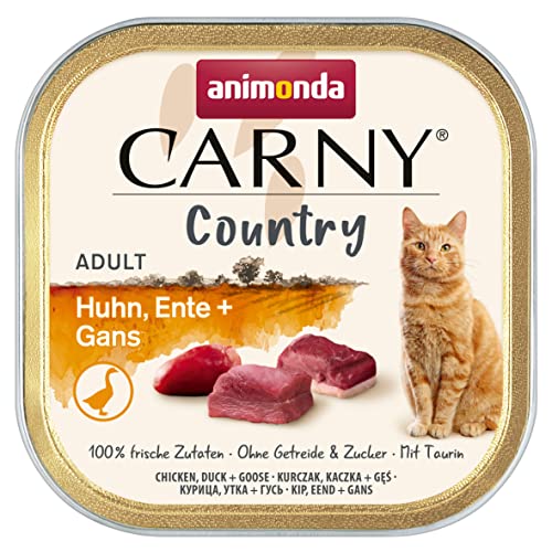 animonda Carny Adult Country Katzenfutter, Nassfutter für Katzen in der praktischen Portionsschale mit Huhn, Ente + Gans 32 x 100g von animonda Carny