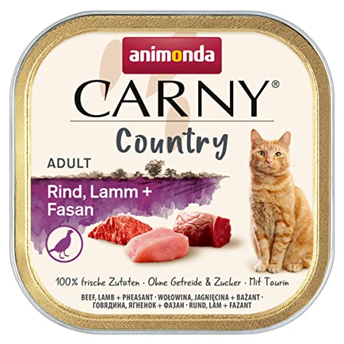 animonda Carny Adult Country Katzenfutter, Nassfutter für Katzen in der praktischen Portionsschale mit Rind, Lamm + Fasan, 32 x 100g von animonda Carny