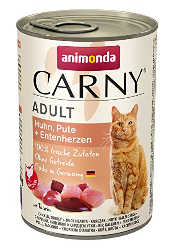 animonda Carny Adult Katzenfutter, Nassfutter für ausgewachsene Katzen, Huhn, Pute + Entenherzen, 6 x 400 g von animonda Carny