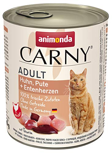 Carny Katzen Nassfutter Huhn + Pute + Entenherzen (6 x 800g), Katzen Nassfutter von animonda ohne Getreide und Zucker, mit frischen fleischlichen Zutaten Carny Katzen Nassfutter Huhn + Pute + Entenherzen (6 x 800g), Katzen Nassfutter von animonda ohne Getreide und Zucker, mit frischen fleischlichen Zutaten von animonda Carny