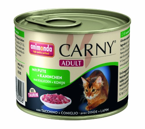 animonda Carny Adult Katzenfutter, Nassfutter für ausgewachsene Katzen, Huhn, Pute + Kaninchen, 6 x 200 g von animonda Carny