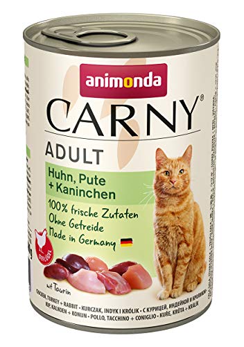 animonda Carny Adult Katzenfutter, Nassfutter für ausgewachsene Katzen, Huhn, Pute + Kaninchen, 6 x 400 g von animonda Carny