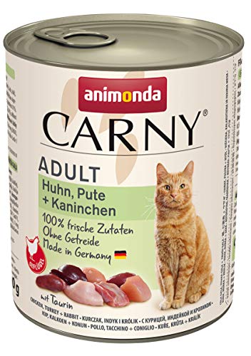 animonda Carny Adult Katzenfutter, Nassfutter für ausgewachsene Katzen, Huhn, Pute + Kaninchen, 6 x 800 g von animonda Carny