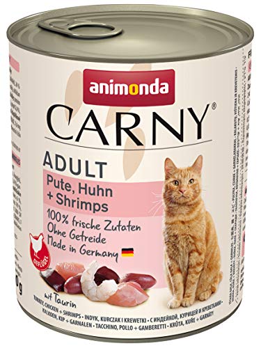 animonda Carny Adult Katzenfutter, Nassfutter für ausgewachsene Katzen, Pute, Huhn + Shrimps, 6 x 800 g von animonda Carny