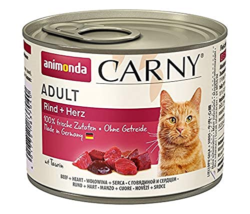 animonda Carny Adult Katzenfutter, Nassfutter für ausgewachsene Katzen, Rind + Herz, 6 x 200 g von animonda Carny
