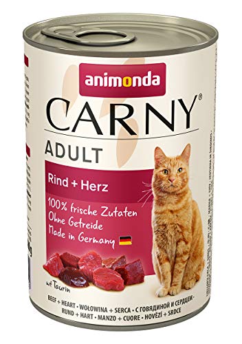 animonda Carny Adult Katzenfutter, Nassfutter für ausgewachsene Katzen, Rind + Herz, 6 x 400 g von animonda Carny