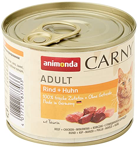 animonda Carny Adult Katzenfutter, Nassfutter für ausgewachsene Katzen, Rind + Huhn, 6 x 200 g von animonda Carny