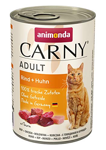 animonda Carny Adult Katzenfutter, Nassfutter für ausgewachsene Katzen, Rind + Huhn, 6 x 400 g von animonda Carny
