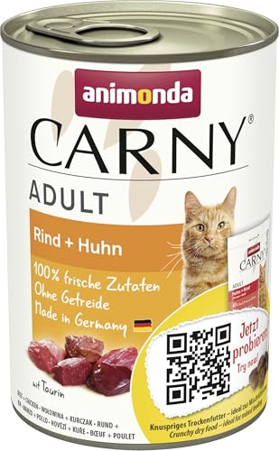 Carny Katzen Nassfutter Rind + Huhn (6 x 400g), Katzen Nassfutter von animonda ohne Getreide und Zucker, mit frischen fleischlichen Zutaten von animonda Carny