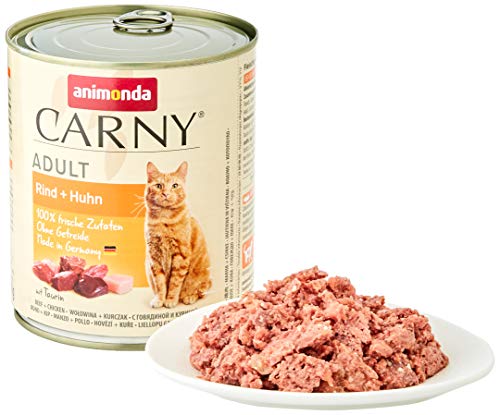 animonda Carny Adult Katzenfutter, Nassfutter für ausgewachsene Katzen, Rind + Huhn, 6 x 800 g von animonda Carny