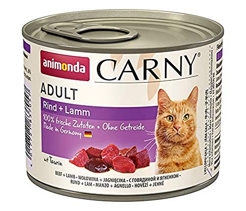 animonda Carny Adult Katzenfutter, Nassfutter für ausgewachsene Katzen, Rind + Lamm, 6 x 200 g von animonda Carny