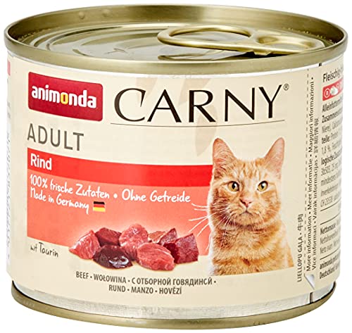 animonda Carny Adult Katzenfutter, Nassfutter für ausgewachsene Katzen, Rind pur, 6 x 200 g von animonda Carny