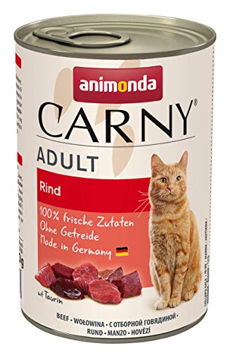 animonda Carny Adult Katzenfutter, Nassfutter für ausgewachsene Katzen, Rind pur, 6 x 400 g von animonda Carny
