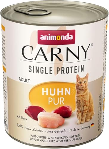animonda Carny Adult Single Protein Huhn pur (6 x 800 g), Katzennassfutter mit nur einer Proteinquelle, Nassfutter für ausgewachsene Katzen, Katzenfutter ohne Getreide und Zucker von animonda Carny