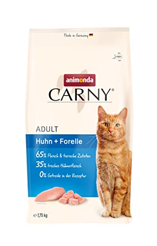 animonda Carny Adult Huhn + Forelle (1,75 kg), Adult Trockenfutter für ausgewachsene Katzen, Katzenfutter ohne Getreide und Zucker, Katzentrockenfutter mit 65 % Fleisch und Fisch von animonda Carny