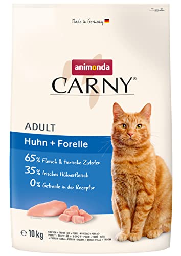 animonda Carny Katzenfutter Adult – Trockenfutter Katze zuckerfrei und ohne Getreide – mit Huhn + Forelle, 1 x 10 kg von animonda Carny