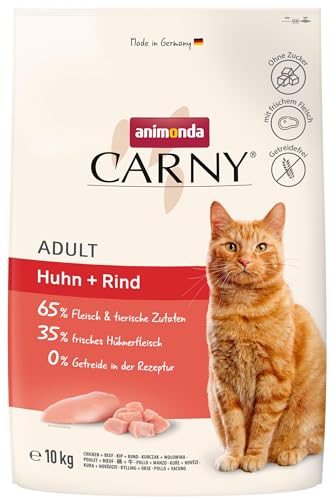 animonda Carny Katzenfutter Adult – Trockenfutter Katze zuckerfrei und ohne Getreide – mit Huhn + Rind, 1 x 10 kg von animonda Carny