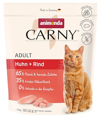 animonda Carny Katzenfutter Adult – Trockenfutter Katze zuckerfrei und ohne Getreide – mit Huhn + Rind, 350 g von animonda Carny