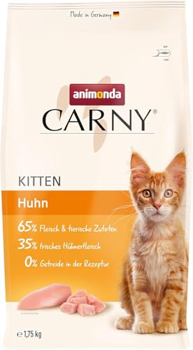 animonda Carny Kitten Huhn (1,75 kg), Kitten Trockenfutter für wachsende Kätzchen, Katzenfutter ohne Getreide und Zucker, Katzentrockenfutter mit 65 % Fleisch und tierischen Zutaten von animonda Carny