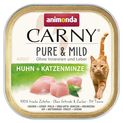 animonda Carny Katzenfutter nass, Adult, Pure & Mild Nassfutter für Katzen, mit Huhn + Katzenminze 32 x 100 g von animonda Carny
