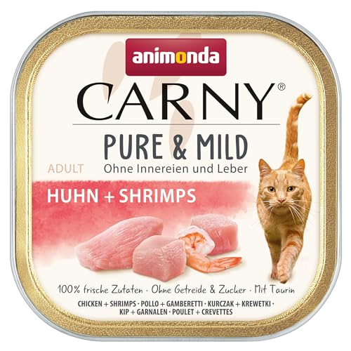 animonda Carny Katzenfutter nass, Adult, Pure & Mild Nassfutter für Katzen, mit Huhn + Shrimps 32 x 100 g von animonda Carny