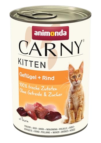 animonda Carny Kitten Katzenfutter, Nassfutter Katzen bis 1 Jahr, 6 x 400 g , Geflügel-Cocktail, 400g (6er Pack) von animonda Carny